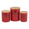 Contemporary Home Living Set of 3 Red Coffee and Tea Kitchen Storage Canisters 5.5&#x22;